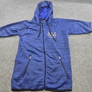 Basix Of America Hoodie Mens Medium Blue Daytona Ormond Beach Short Sleeve Zip